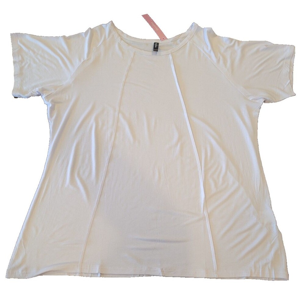 White dressy Tee with Seam Accent, Size 2X